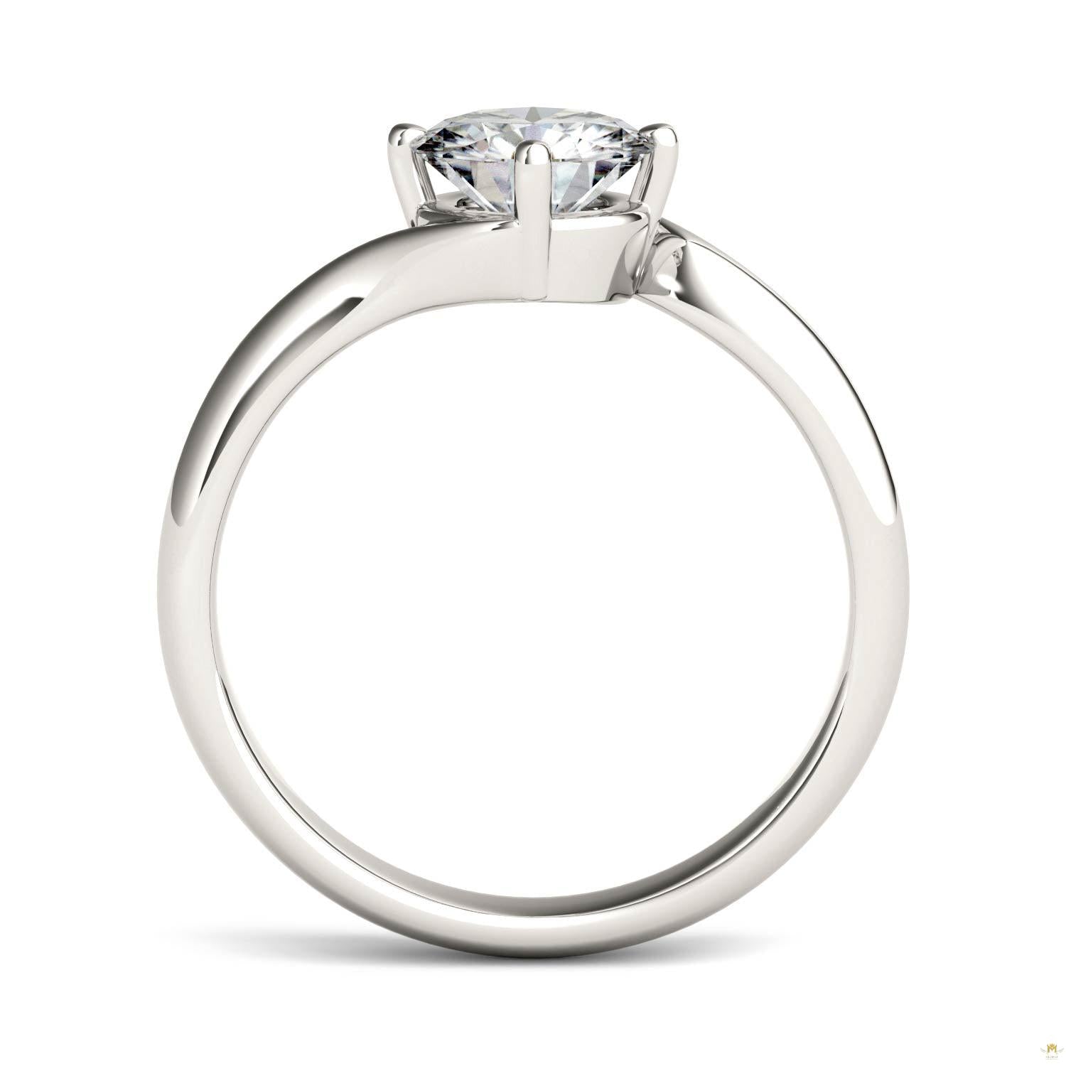 1.00 CTW   Round Moissanite Bypass Ring in 14K White Gold