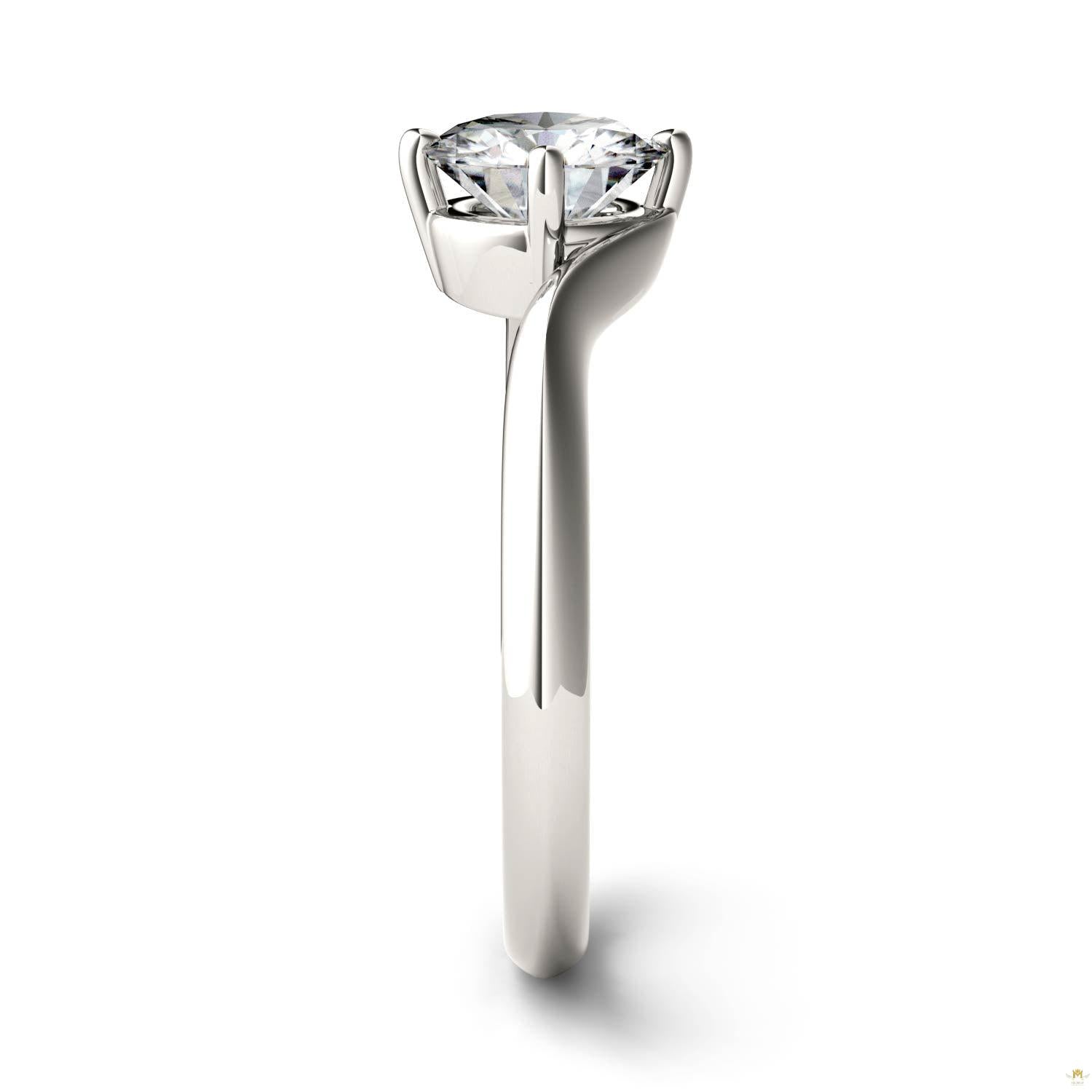 1.00 CTW   Round Moissanite Bypass Ring in 14K White Gold