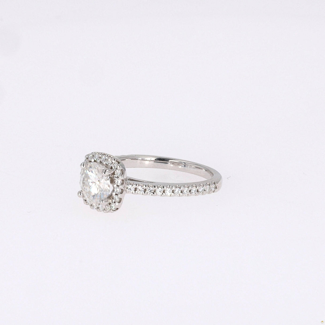 1.41 CTW   Round Near-Colorless Moissanite Halo Ring in 14K White Gold