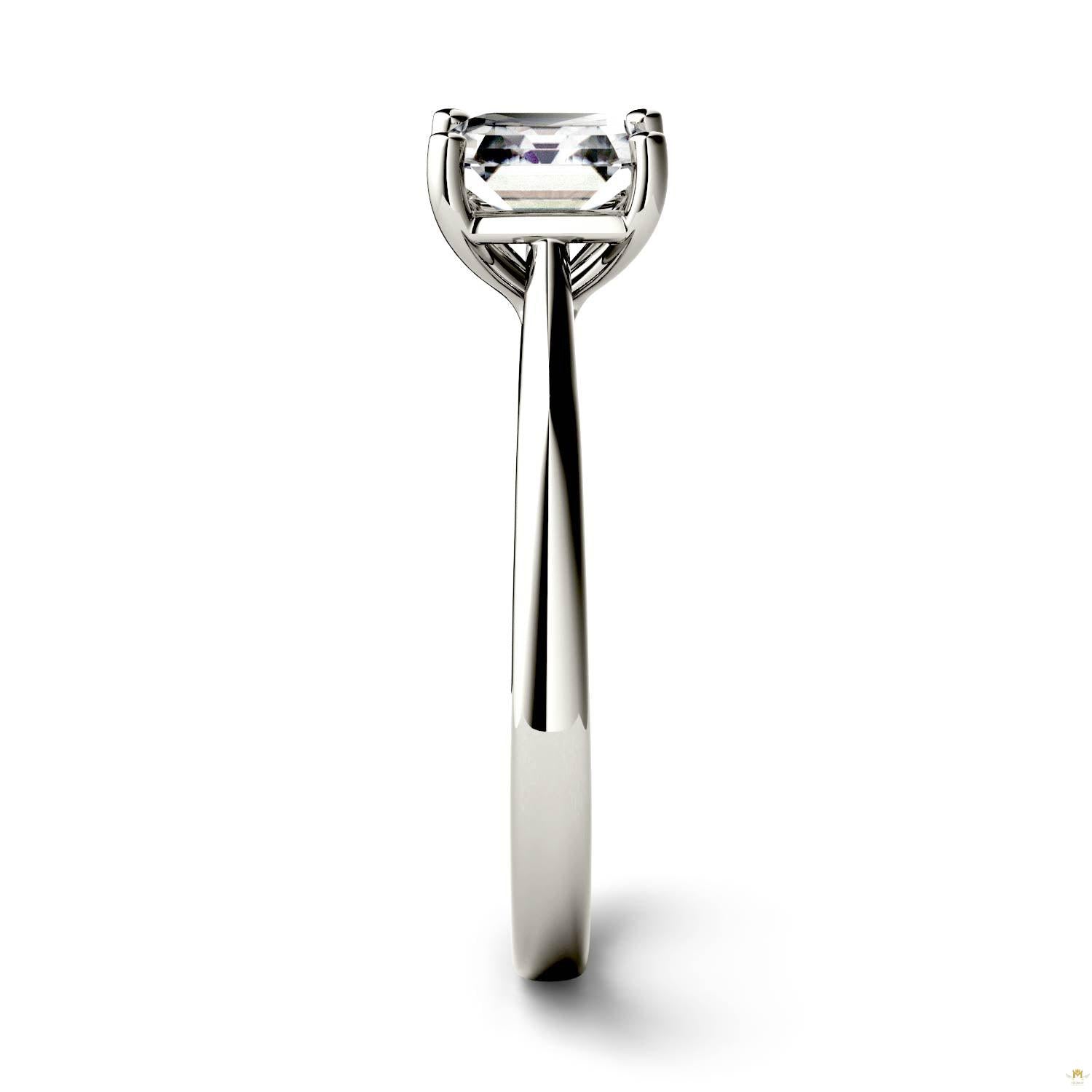 1.30 CTW   Asscher Moissanite Engagement Ring in 14K White Gold