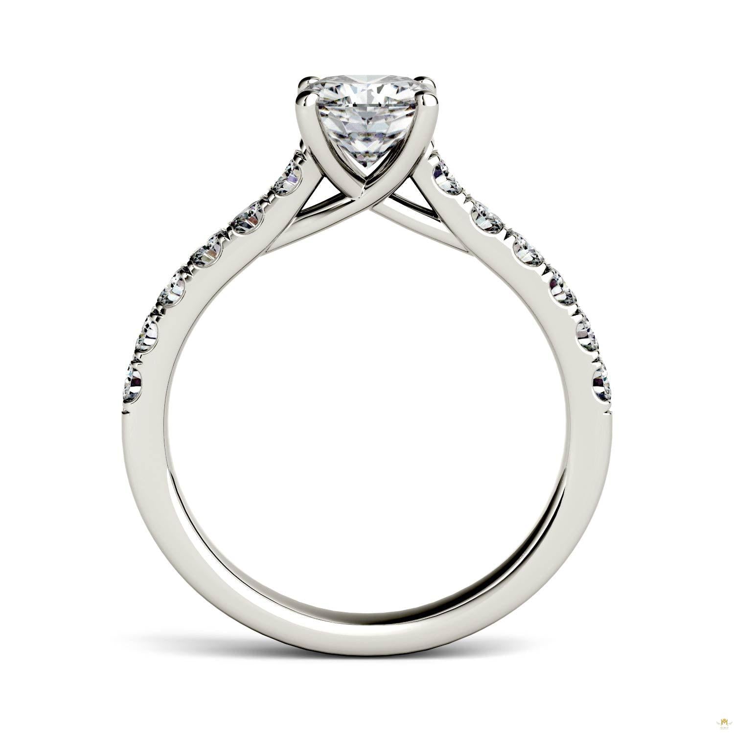 1.46 CTW   Cushion Moissanite Engagement Ring in 14K White Gold