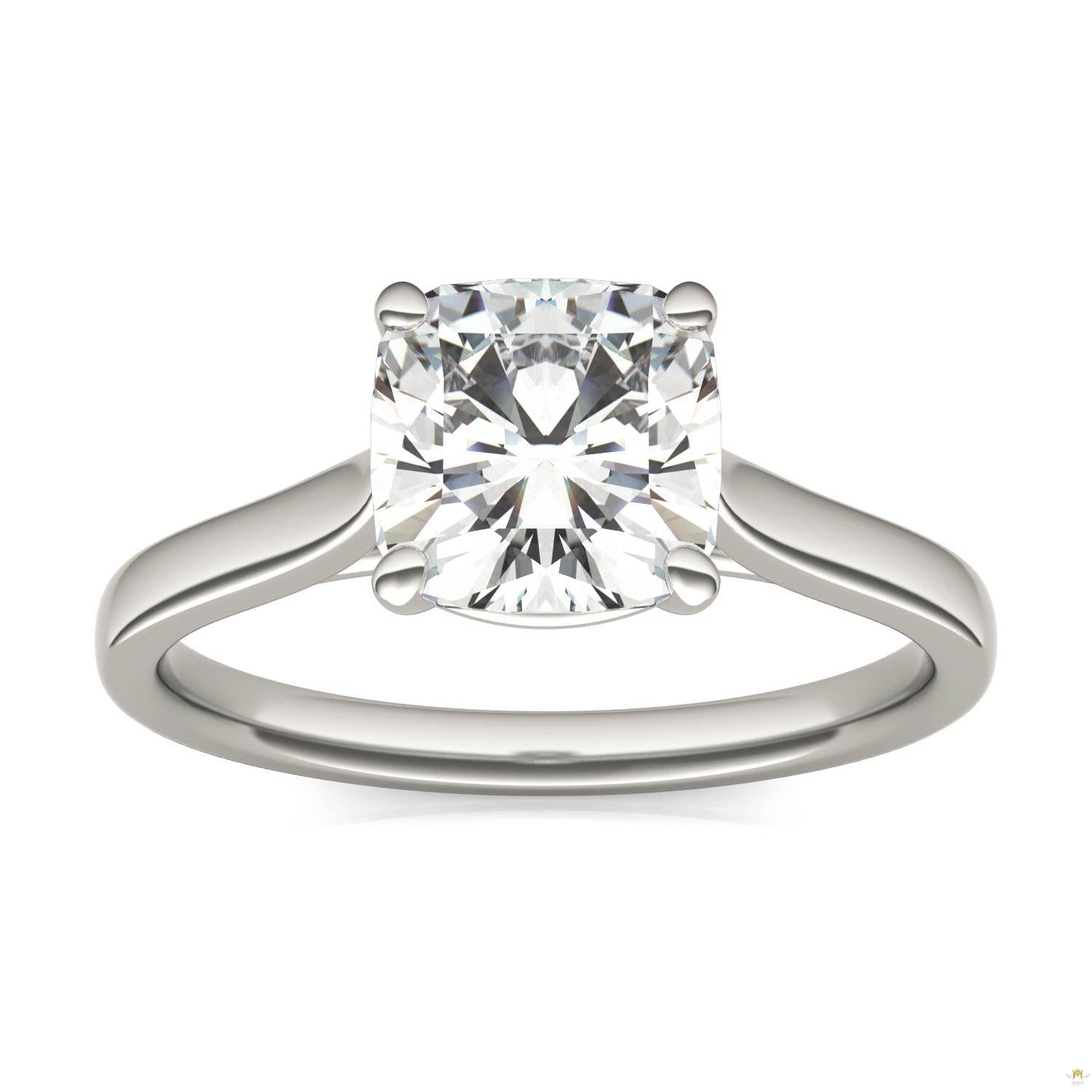 2.00 CTW   Cushion Moissanite Engagement Ring in 14K White Gold