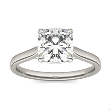 2.00 CTW   Cushion Moissanite Engagement Ring in 14K White Gold