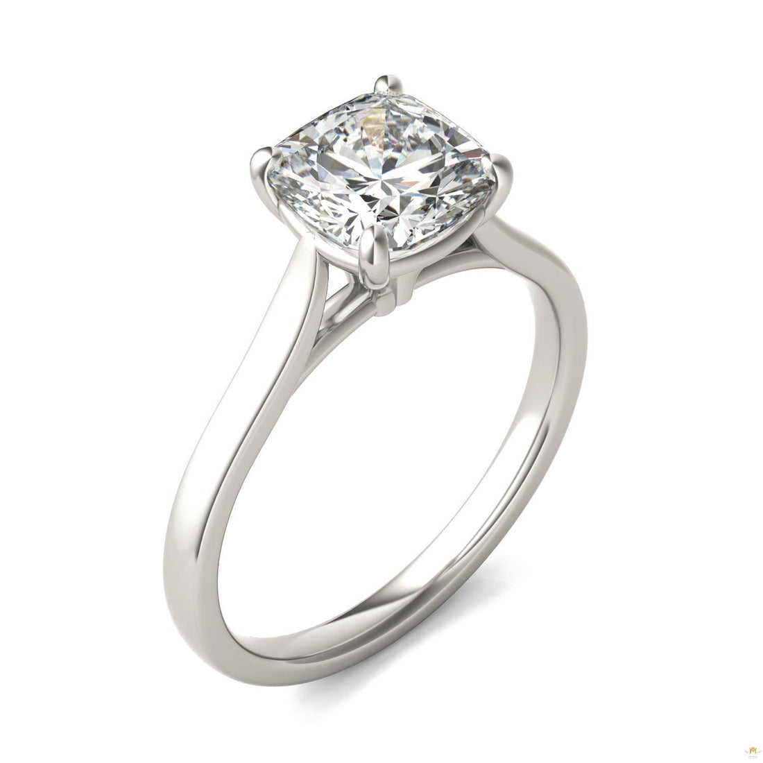 2.00 CTW   Cushion Moissanite Engagement Ring in 14K White Gold