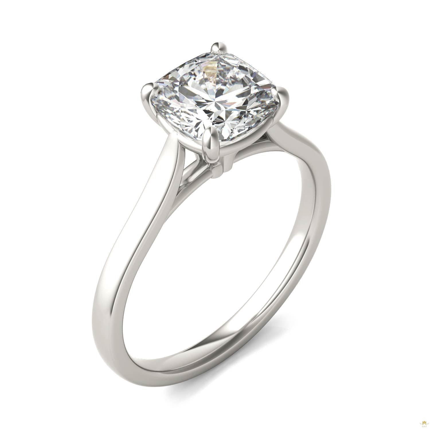 2.00 CTW   Cushion Moissanite Engagement Ring in 14K White Gold