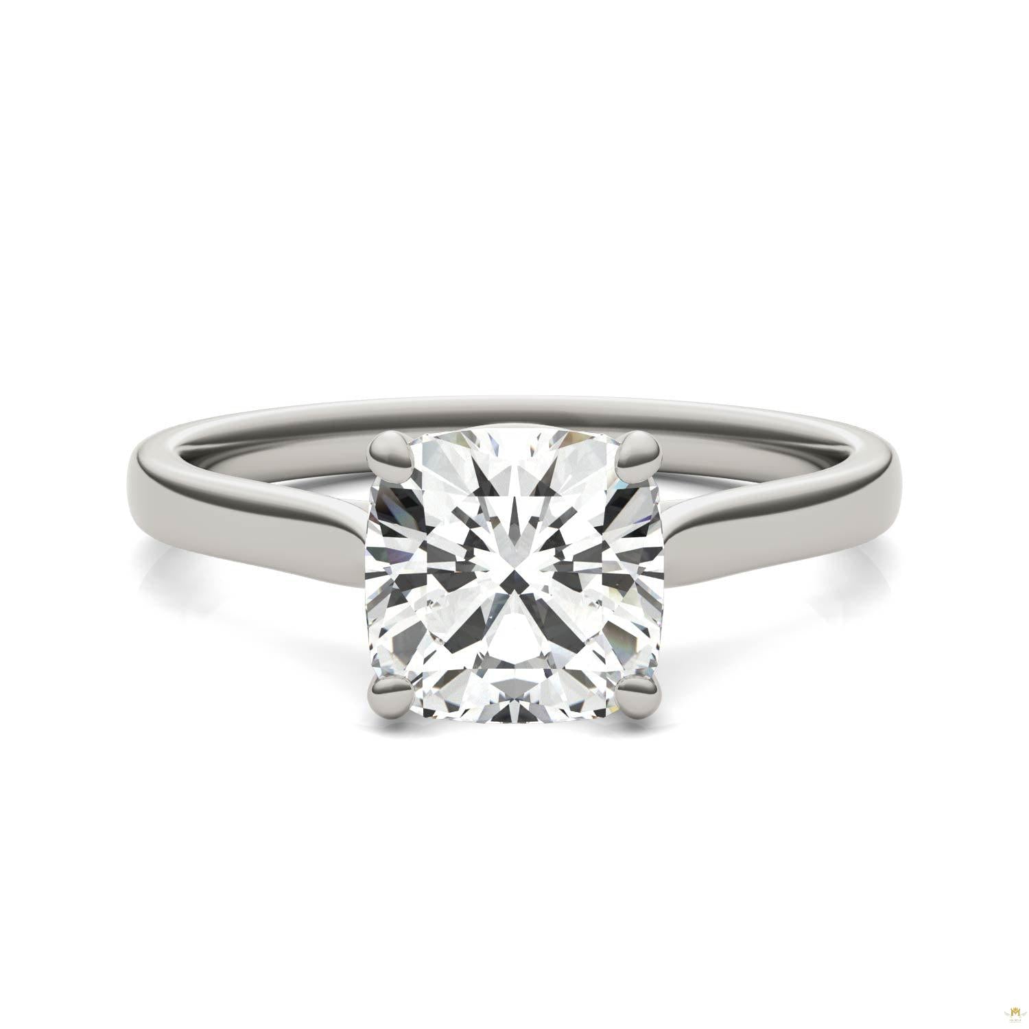 2.00 CTW   Cushion Moissanite Engagement Ring in 14K White Gold