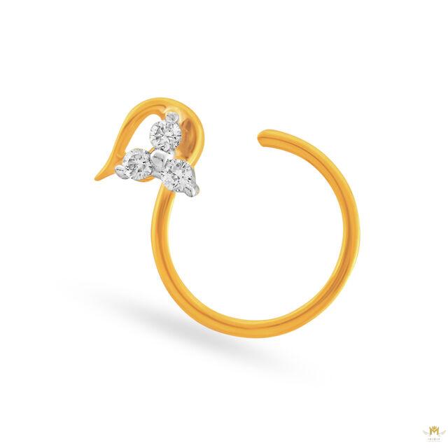 Elegant Gold and Diamond Nose Pin