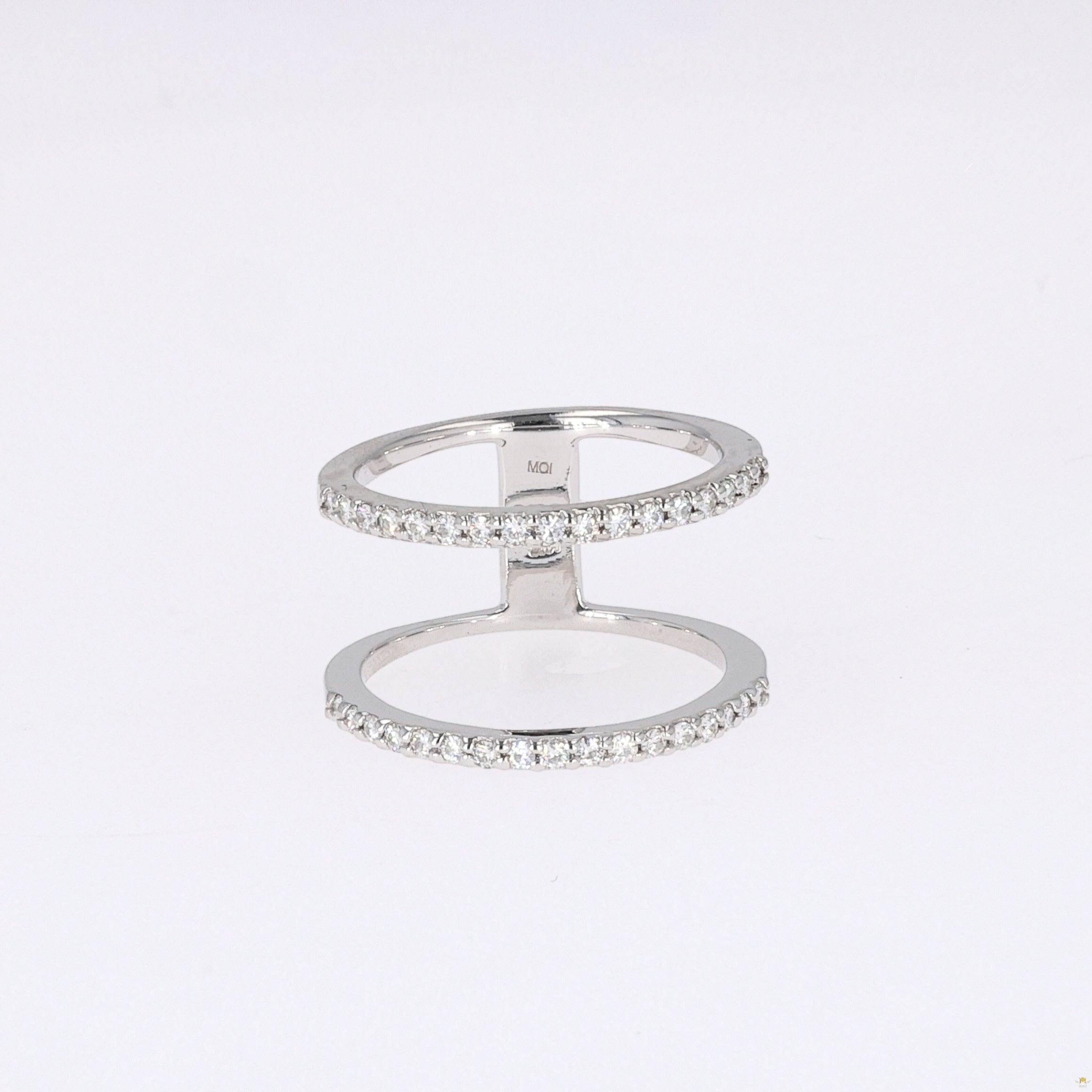 0.34 CTW   Round Near-Colorless Moissanite Fashion Ring in 14K White Gold