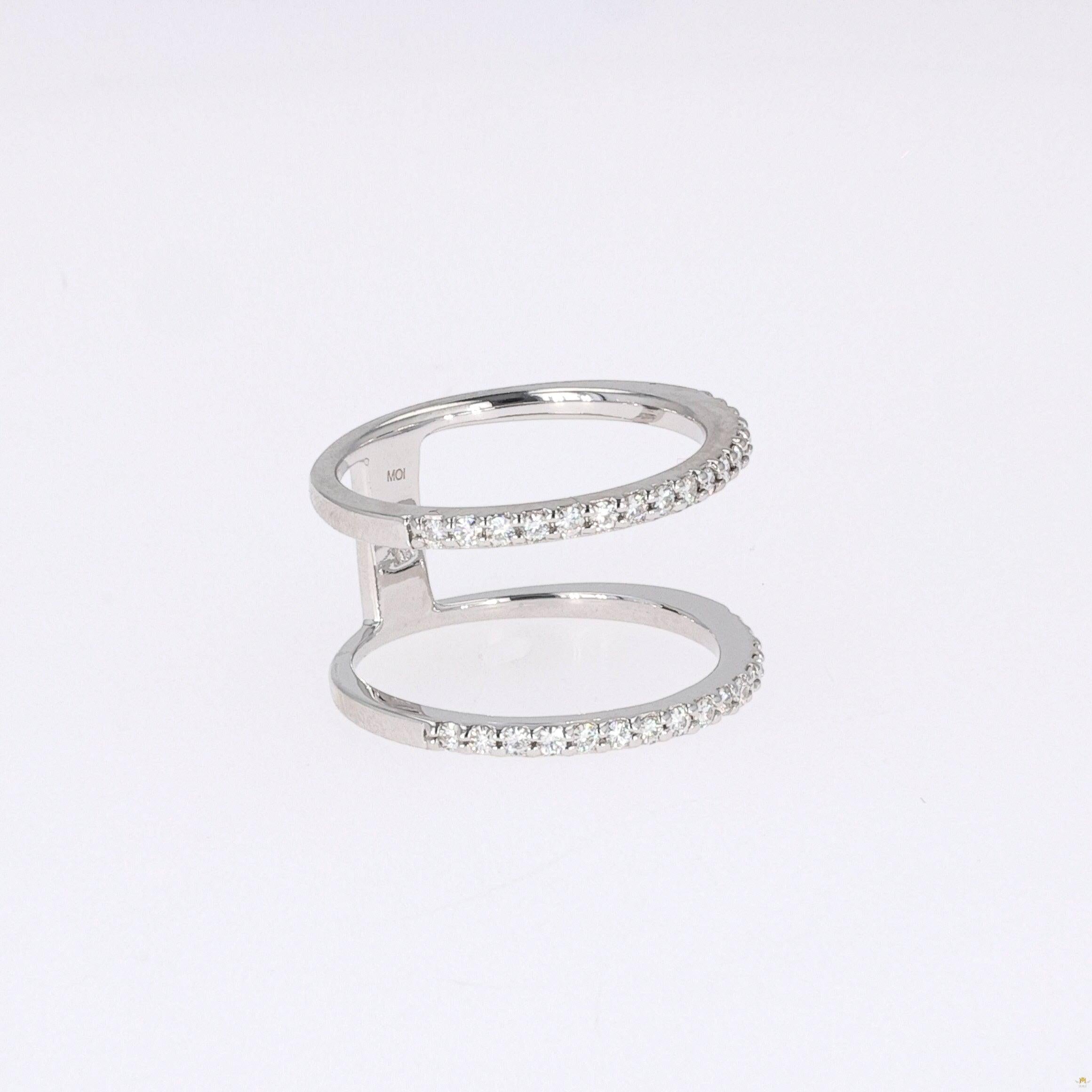 0.34 CTW   Round Near-Colorless Moissanite Fashion Ring in 14K White Gold