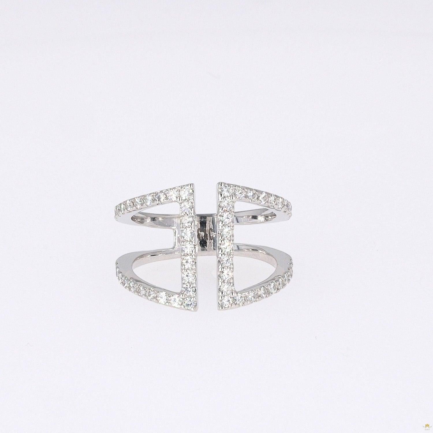 0.54 CTW   Round Near-Colorless Moissanite Fashion Ring in 14K White Gold