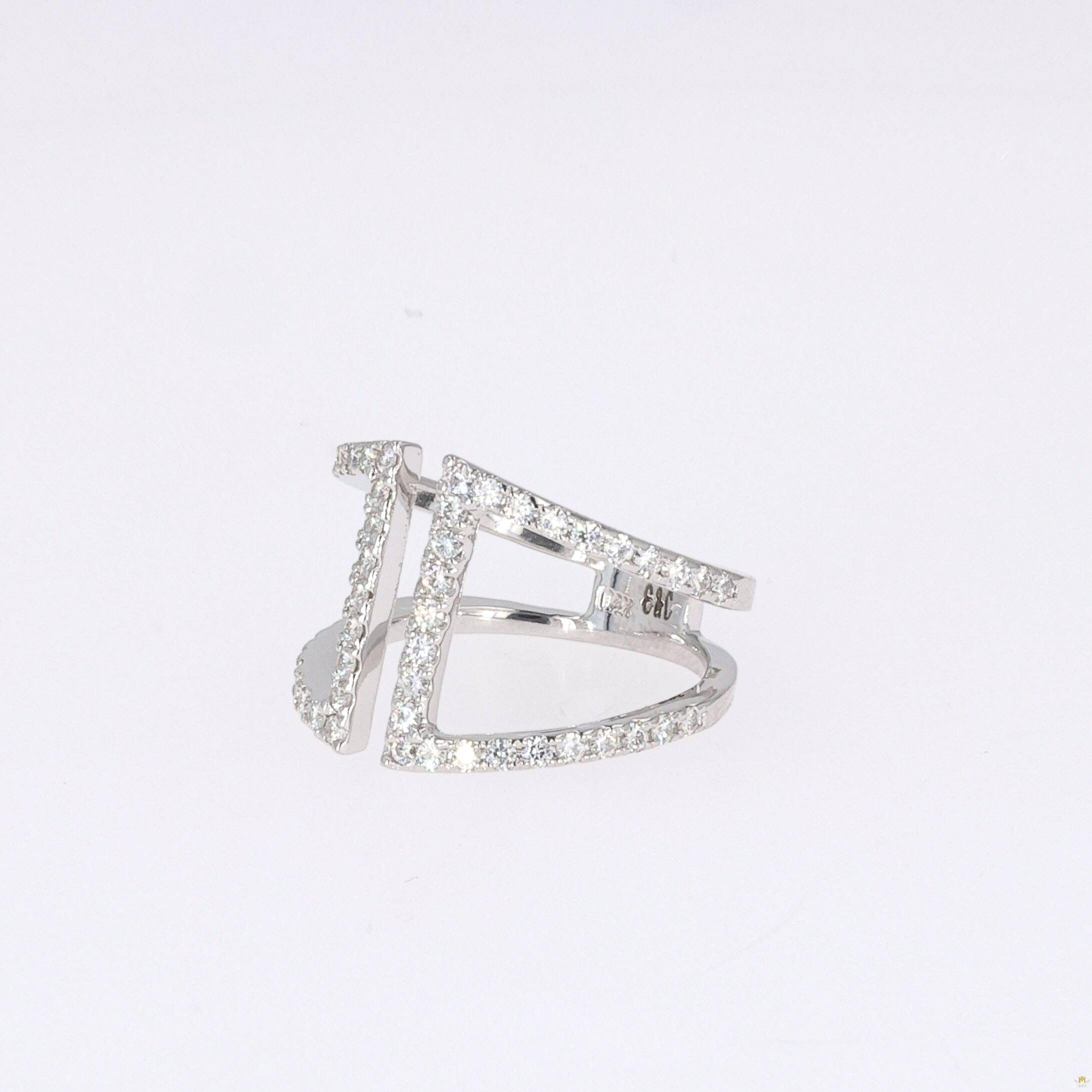 0.54 CTW   Round Near-Colorless Moissanite Fashion Ring in 14K White Gold