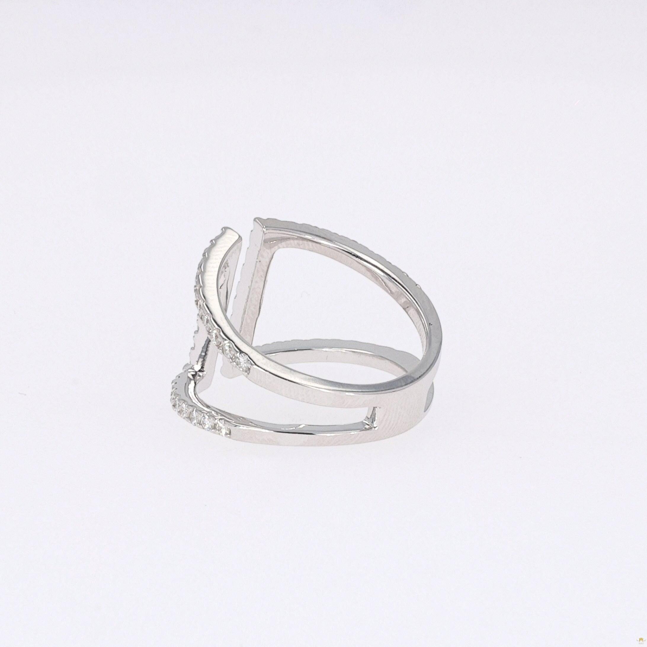 0.54 CTW   Round Near-Colorless Moissanite Fashion Ring in 14K White Gold