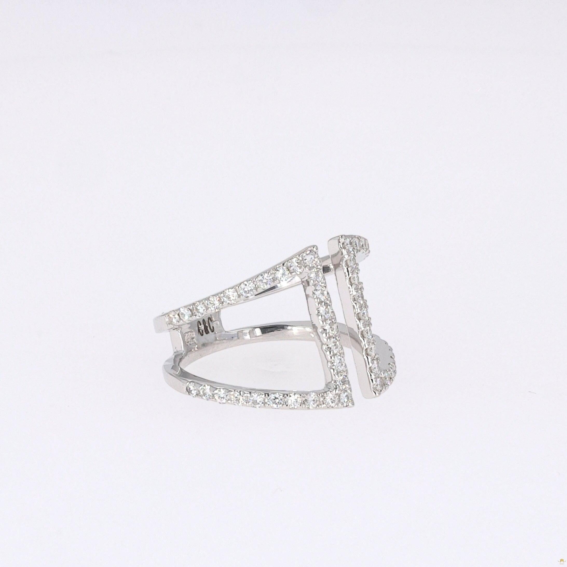 0.54 CTW   Round Near-Colorless Moissanite Fashion Ring in 14K White Gold