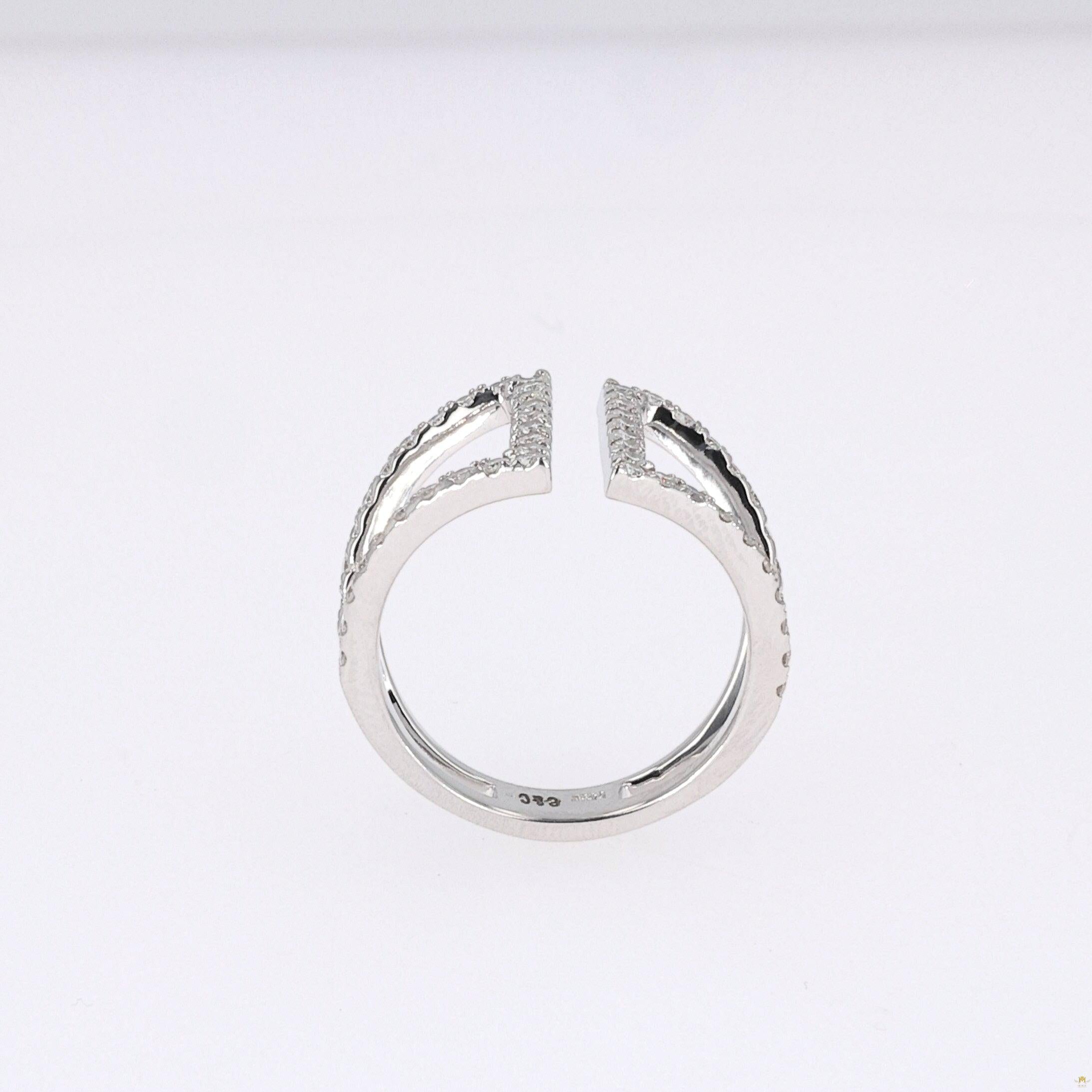 0.54 CTW   Round Near-Colorless Moissanite Fashion Ring in 14K White Gold