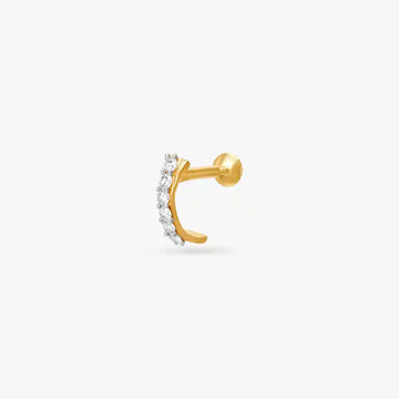 Stunning Bright Gold And Diamond Nose Pin