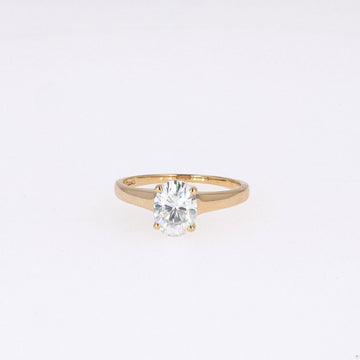 1.50 CTW   Oval Near-Colorless Moissanite Solitaire Ring in 14K Yellow Gold