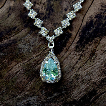 Aquamarine Pear Shape Stone Silver 925 Beautiful Pendant