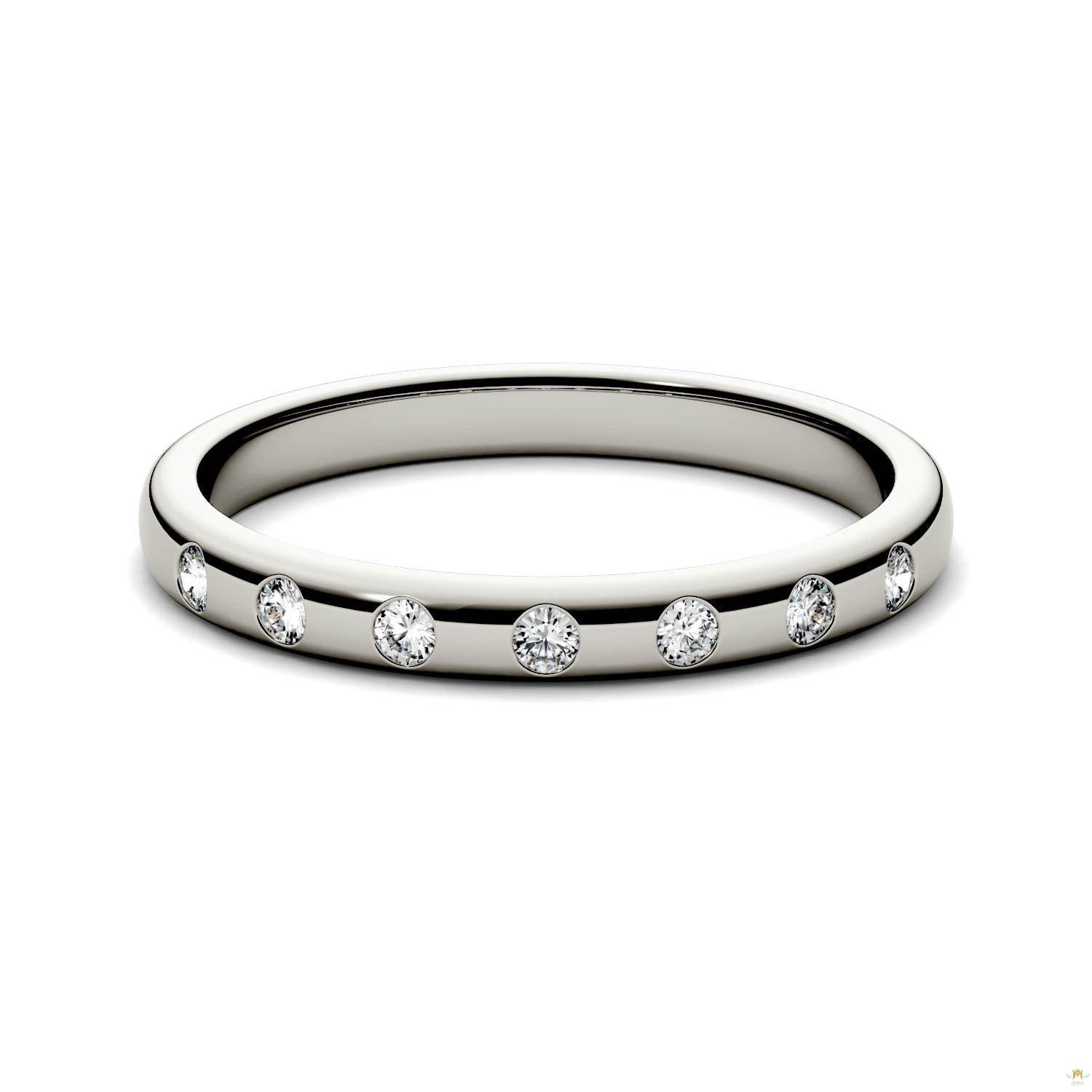 0.11 CTW   Round Moissanite Stackable Ring in 14K White Gold