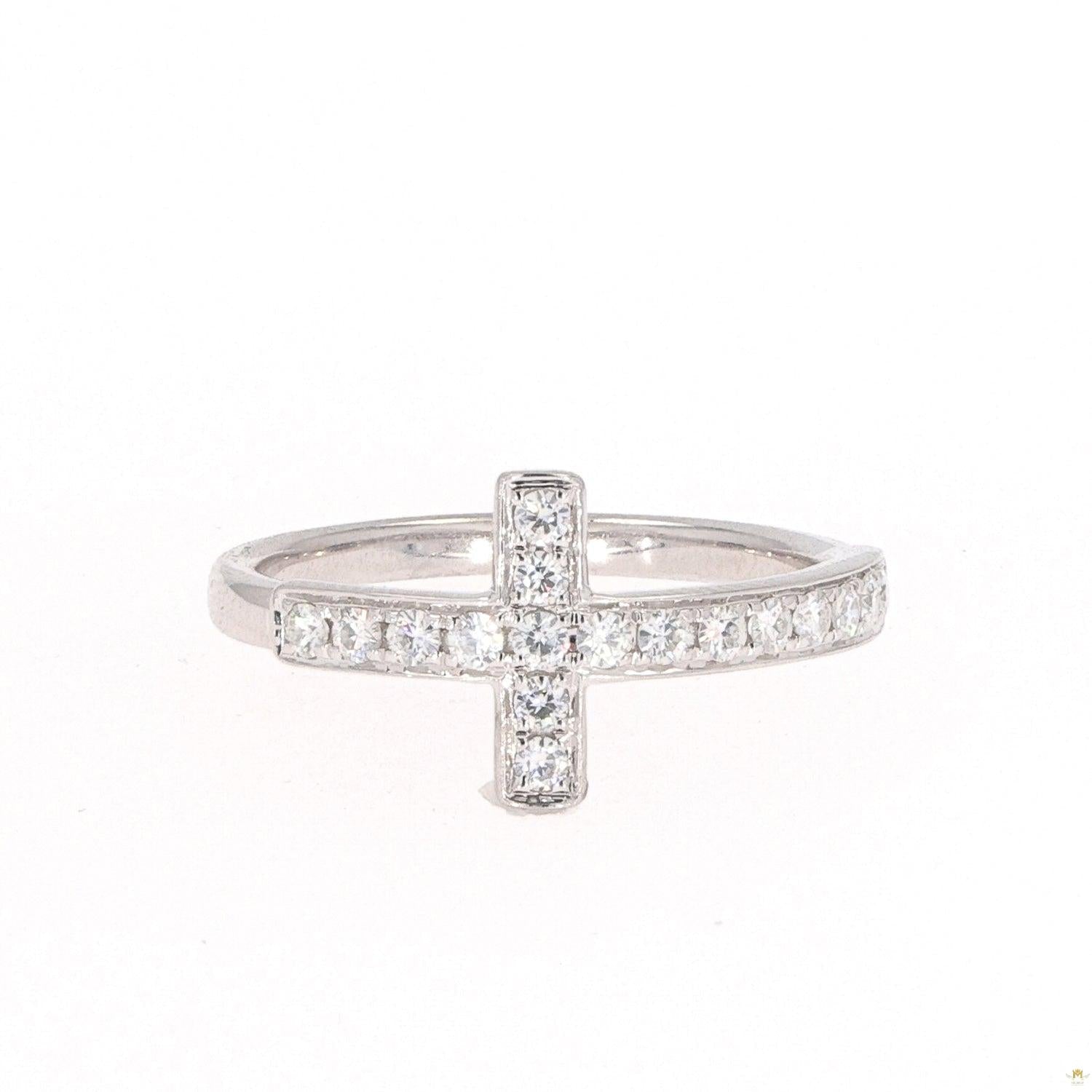 0.34 CTW   Round  Moissanite Cross Ring in Sterling Silver