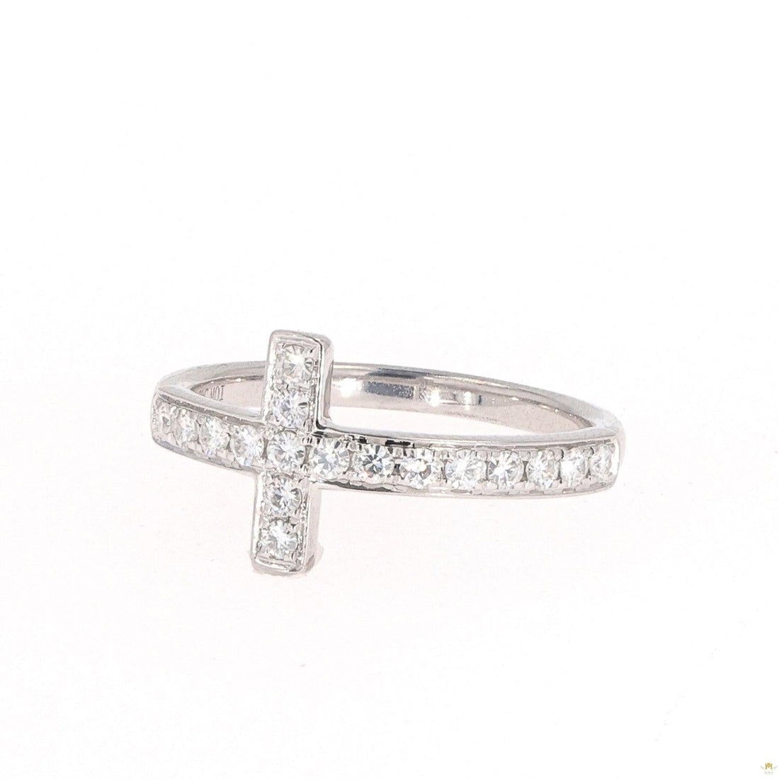 0.34 CTW   Round  Moissanite Cross Ring in Sterling Silver