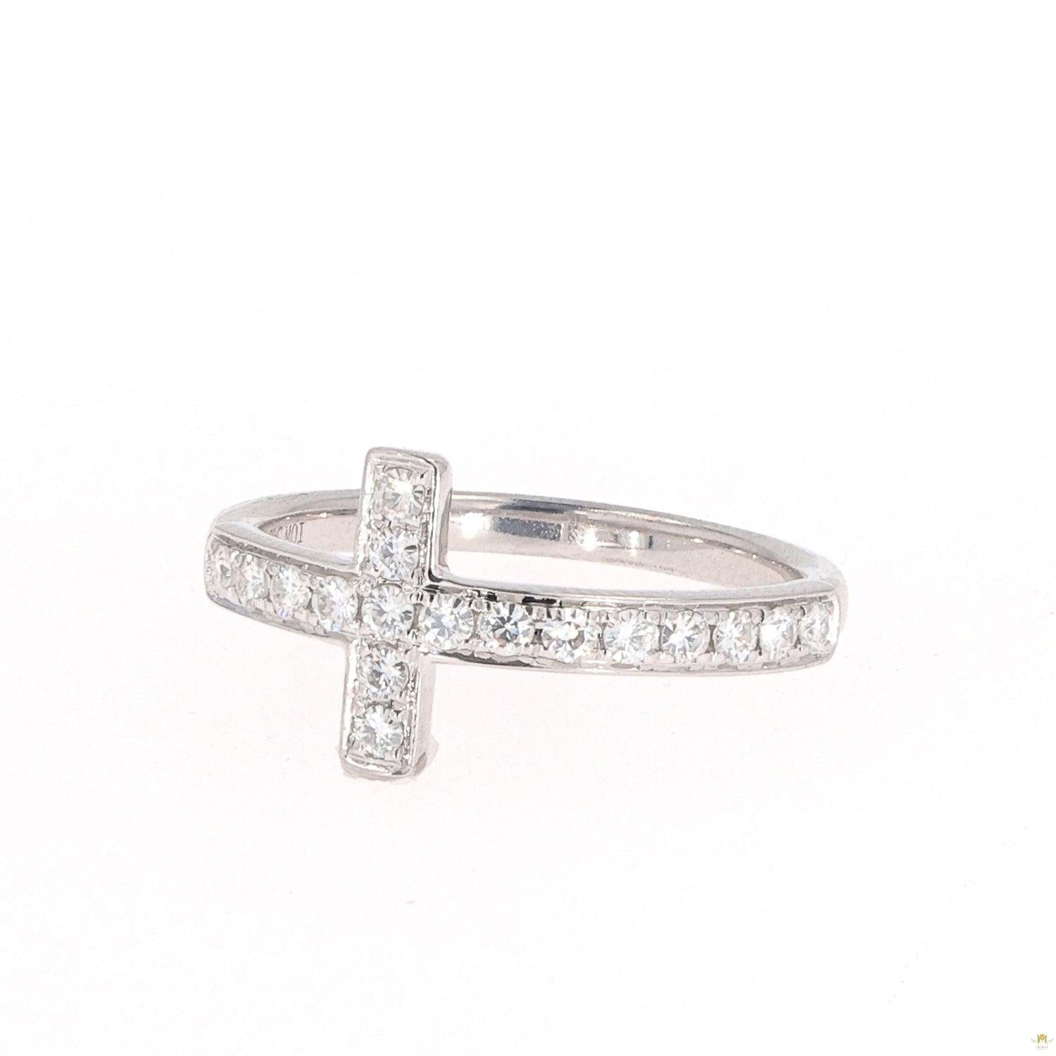 0.34 CTW   Round  Moissanite Cross Ring in Sterling Silver