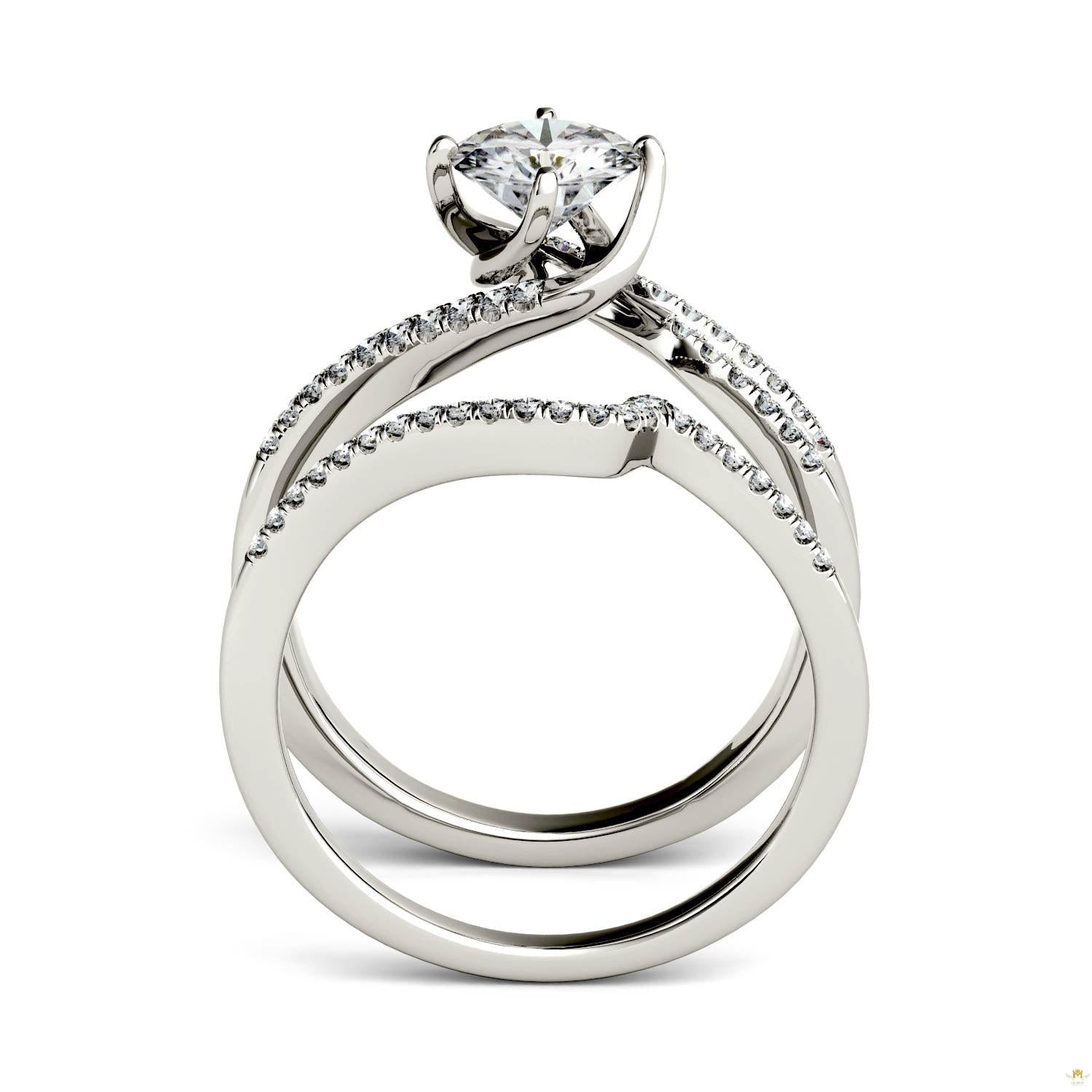 1.38 CTW   Round Moissanite Bridal Set in 14K White Gold