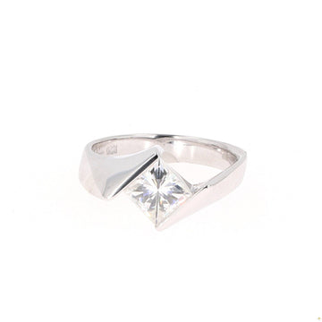 1.70 CTW   Square Near-Colorless Moissanite Channel-Set Bypass Solitaire Engagement Ring in 14K White Gold