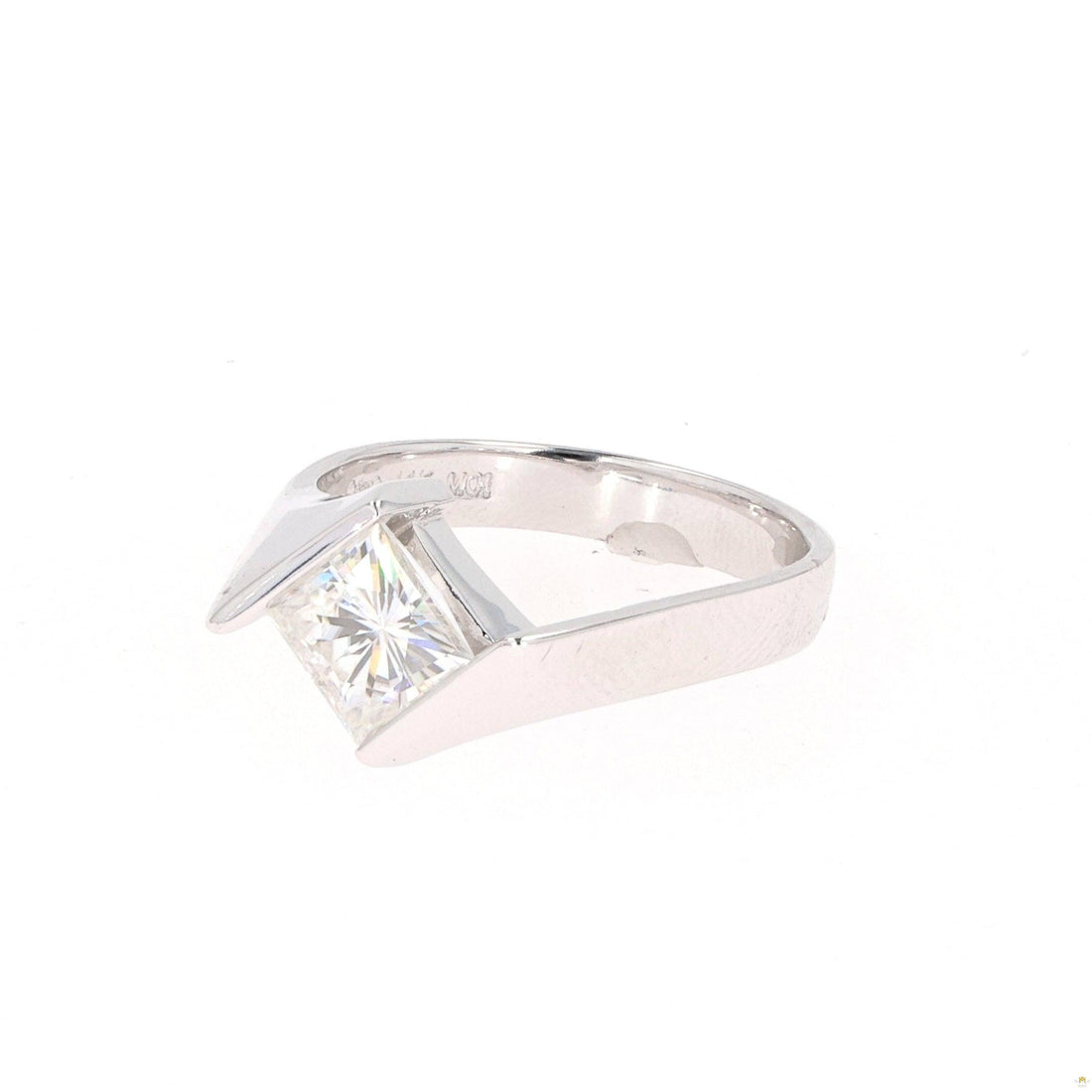 1.70 CTW   Square Near-Colorless Moissanite Channel-Set Bypass Solitaire Engagement Ring in 14K White Gold