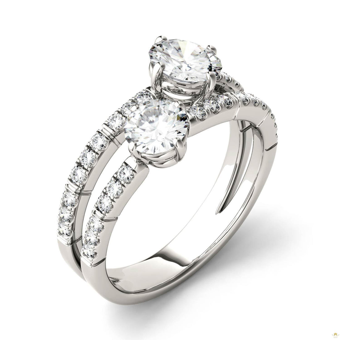 1.60 CTW   Round Moissanite Fashion Ring in 14K White Gold