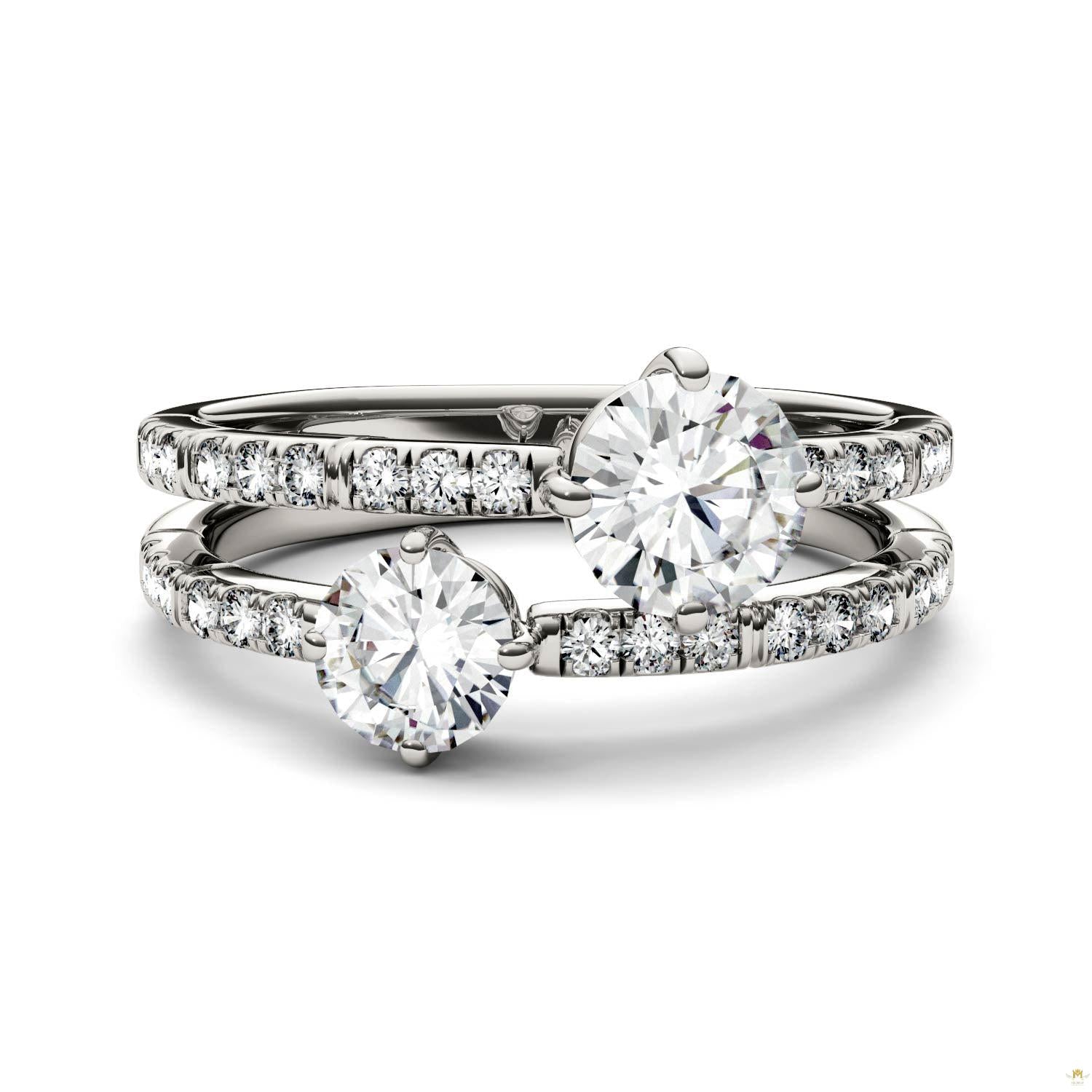 1.60 CTW   Round Moissanite Fashion Ring in 14K White Gold