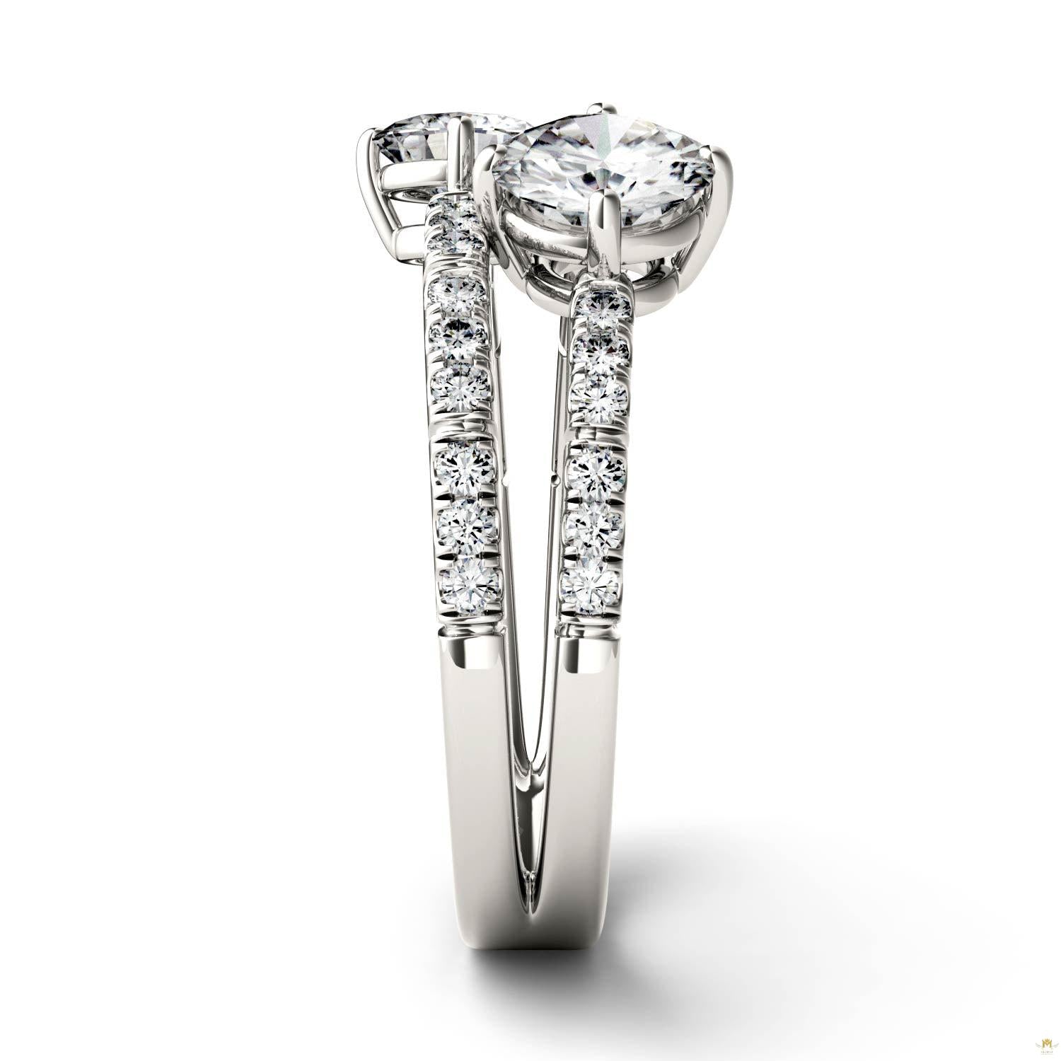 1.60 CTW   Round Moissanite Fashion Ring in 14K White Gold