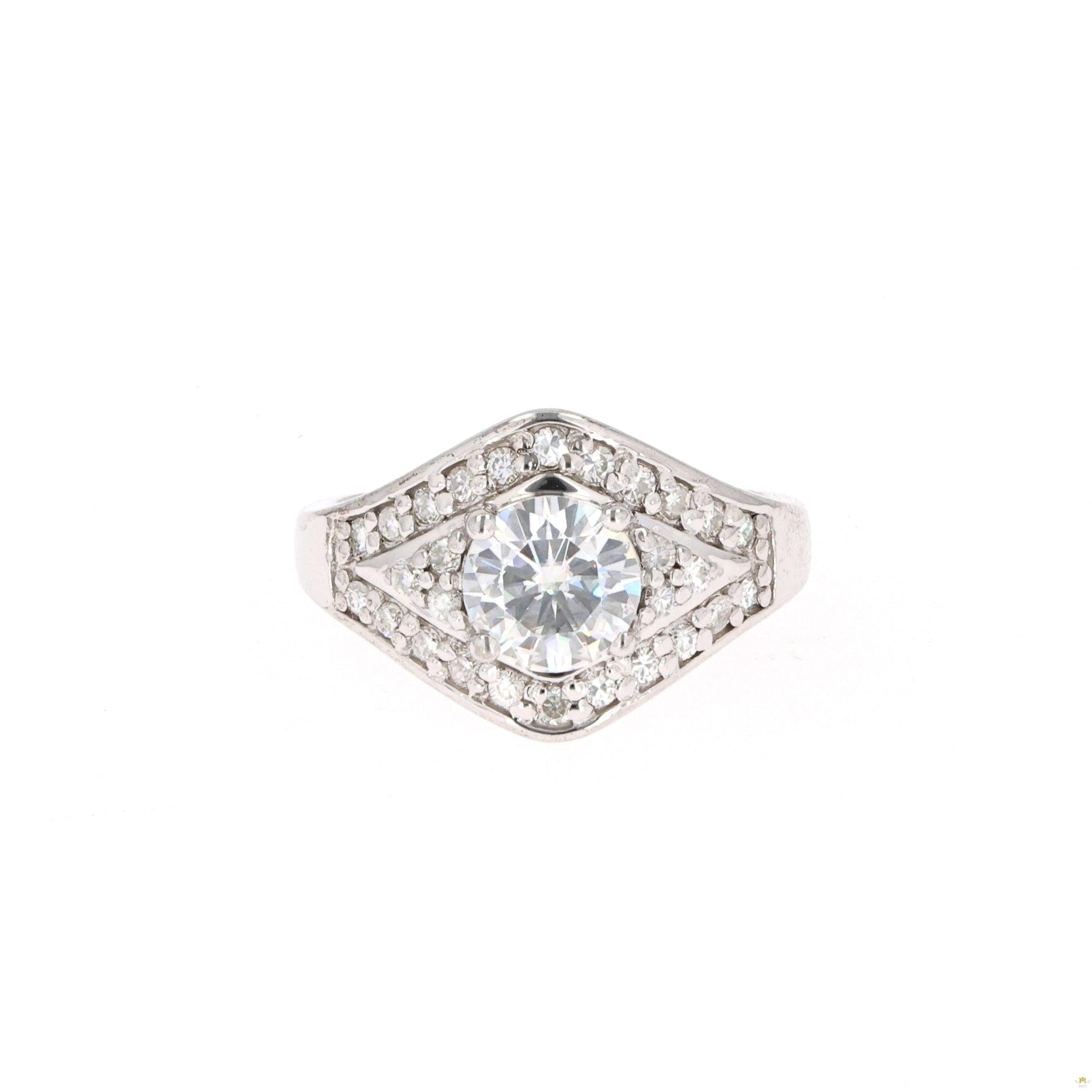 1.73 CTW   Round Near-Colorless Moissanite Fashion Solitaire Engagement Ring in Sterling Silver