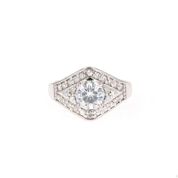 1.73 CTW   Round Near-Colorless Moissanite Fashion Solitaire Engagement Ring in Sterling Silver