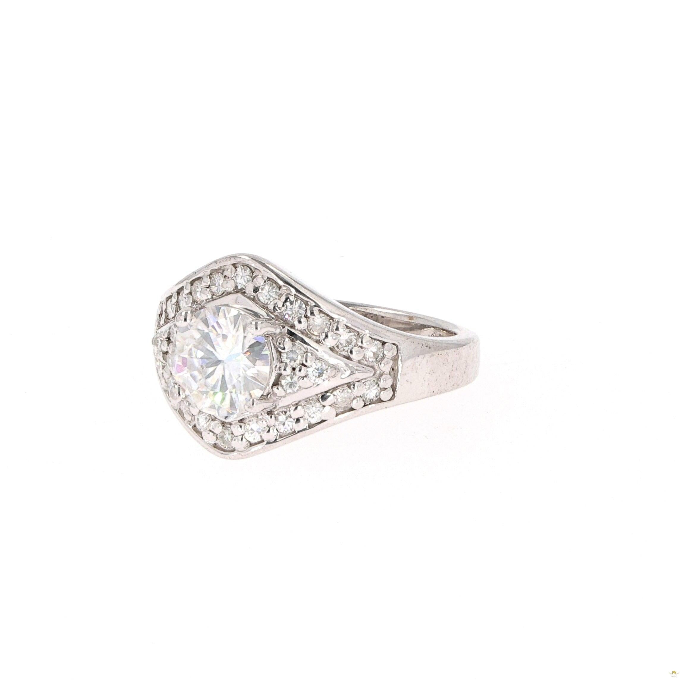 1.73 CTW   Round Near-Colorless Moissanite Fashion Solitaire Engagement Ring in Sterling Silver