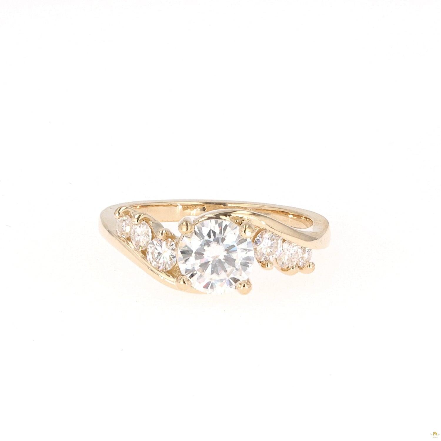 1.38 CTW   Round Near-Colorless Moissanite Fashion Ring in 14K Yellow Gold