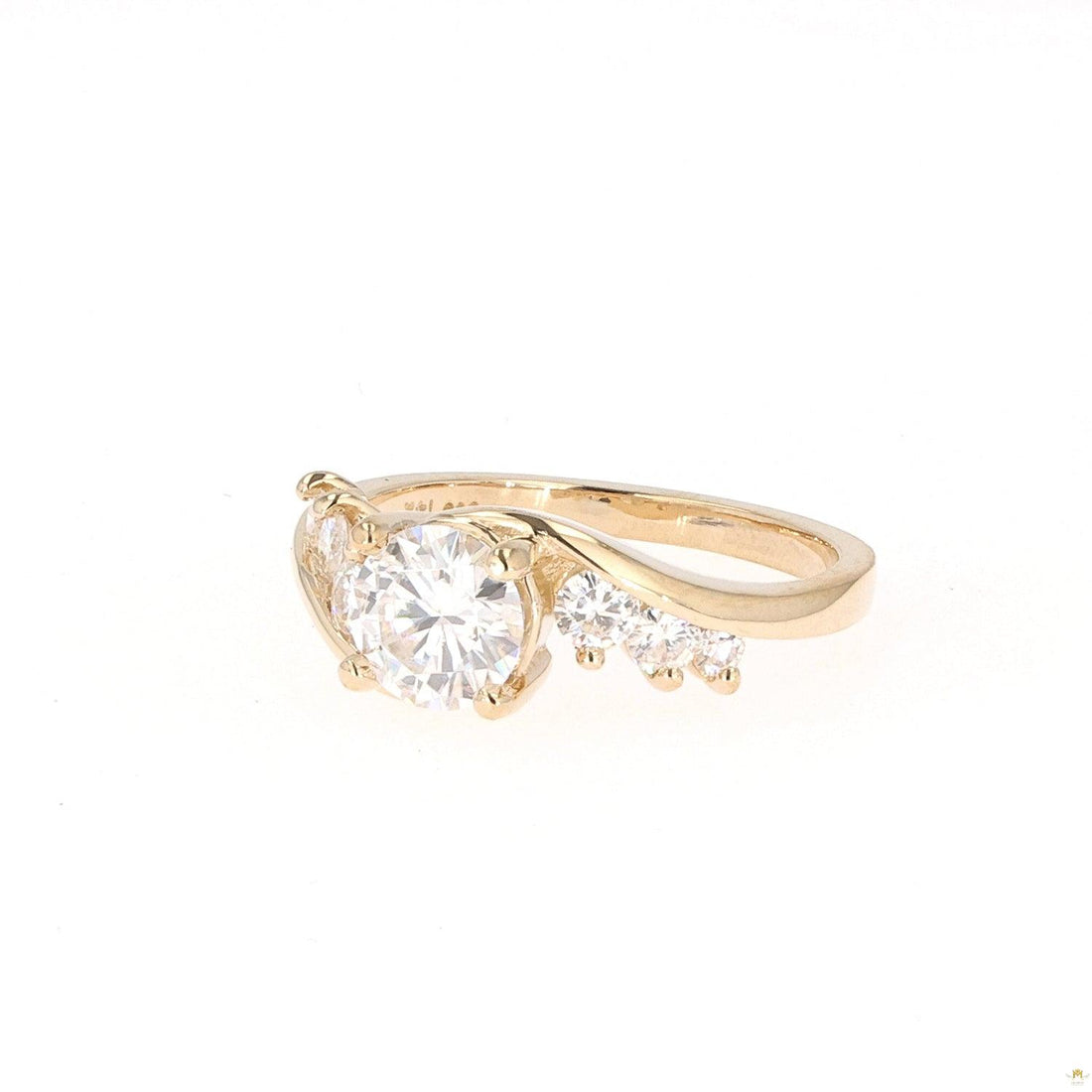 1.38 CTW   Round Near-Colorless Moissanite Fashion Ring in 14K Yellow Gold