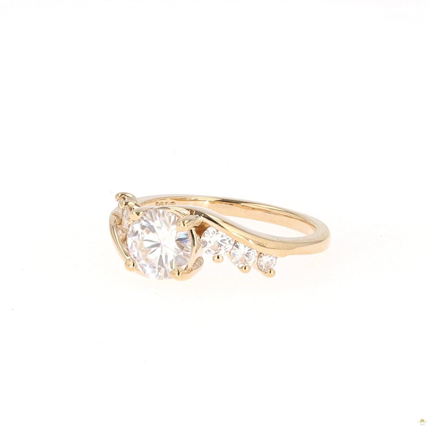 1.38 CTW   Round Near-Colorless Moissanite Engagement Ring in 14K Yellow Gold