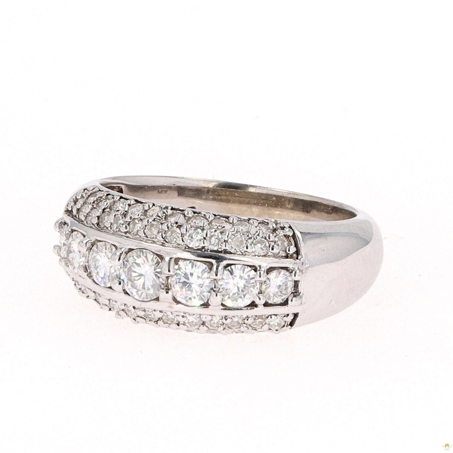 1.26 CTW   Round Near-Colorless Moissanite Band in 14K White Gold