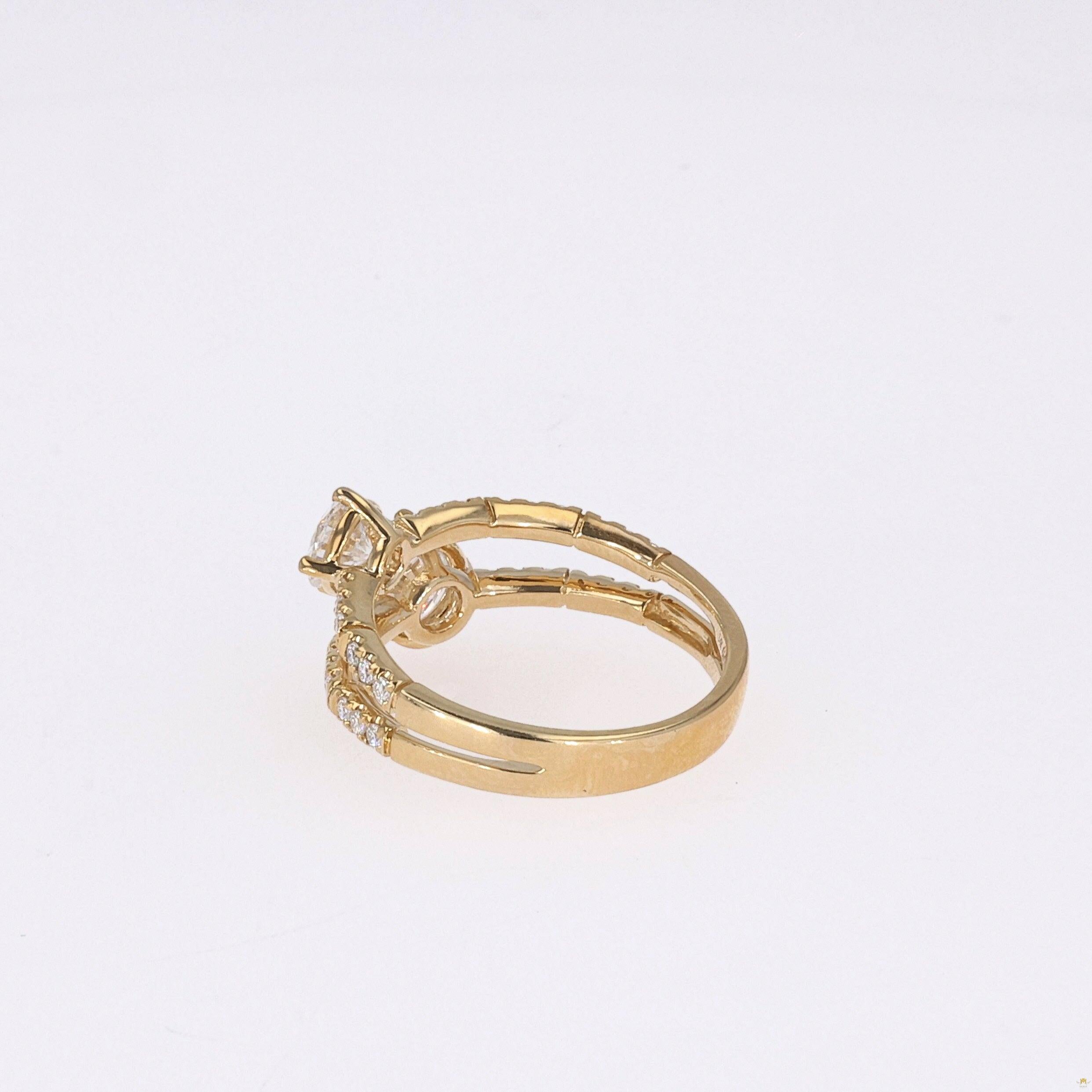 1.60 CTW   Round Near-Colorless Moissanite Two-Stone Ring in 14K Yellow Gold