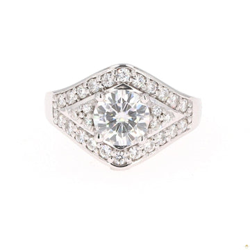 1.73 CTW   Round Near-Colorless Moissanite Fashion Solitaire Ring in 14K White Gold