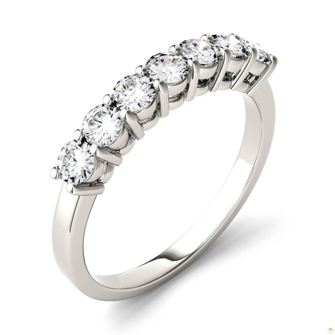0.70 CTW   Round Moissanite Seven Stone Ring in 14K White Gold