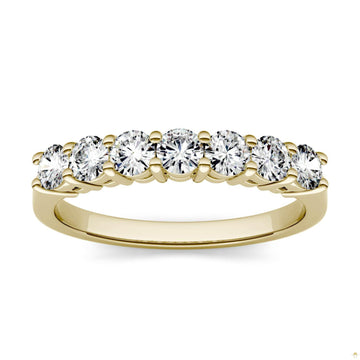 0.70 CTW   Round Moissanite Seven Stone Ring in 14K Yellow Gold
