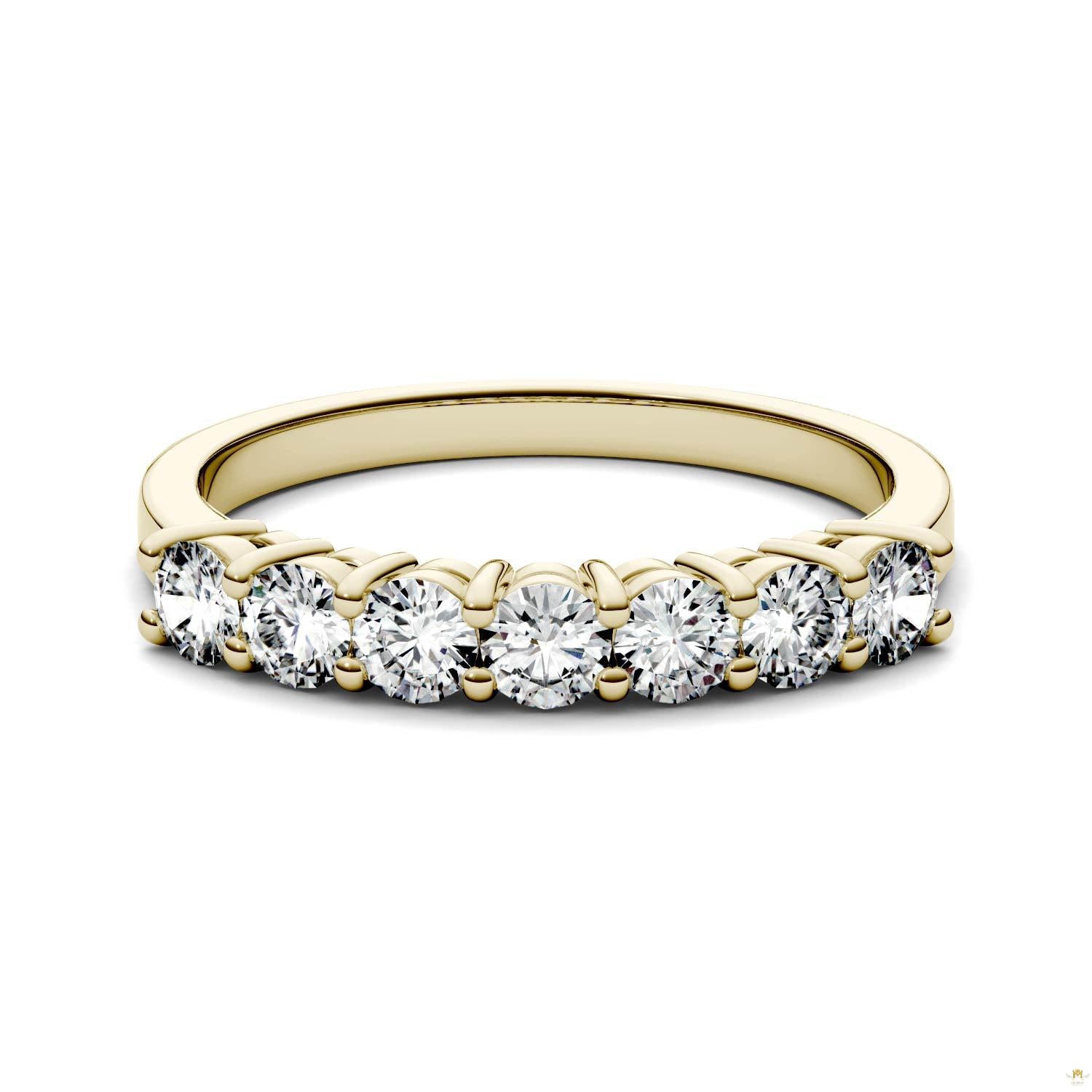 0.70 CTW   Round Moissanite Seven Stone Ring in 14K Yellow Gold