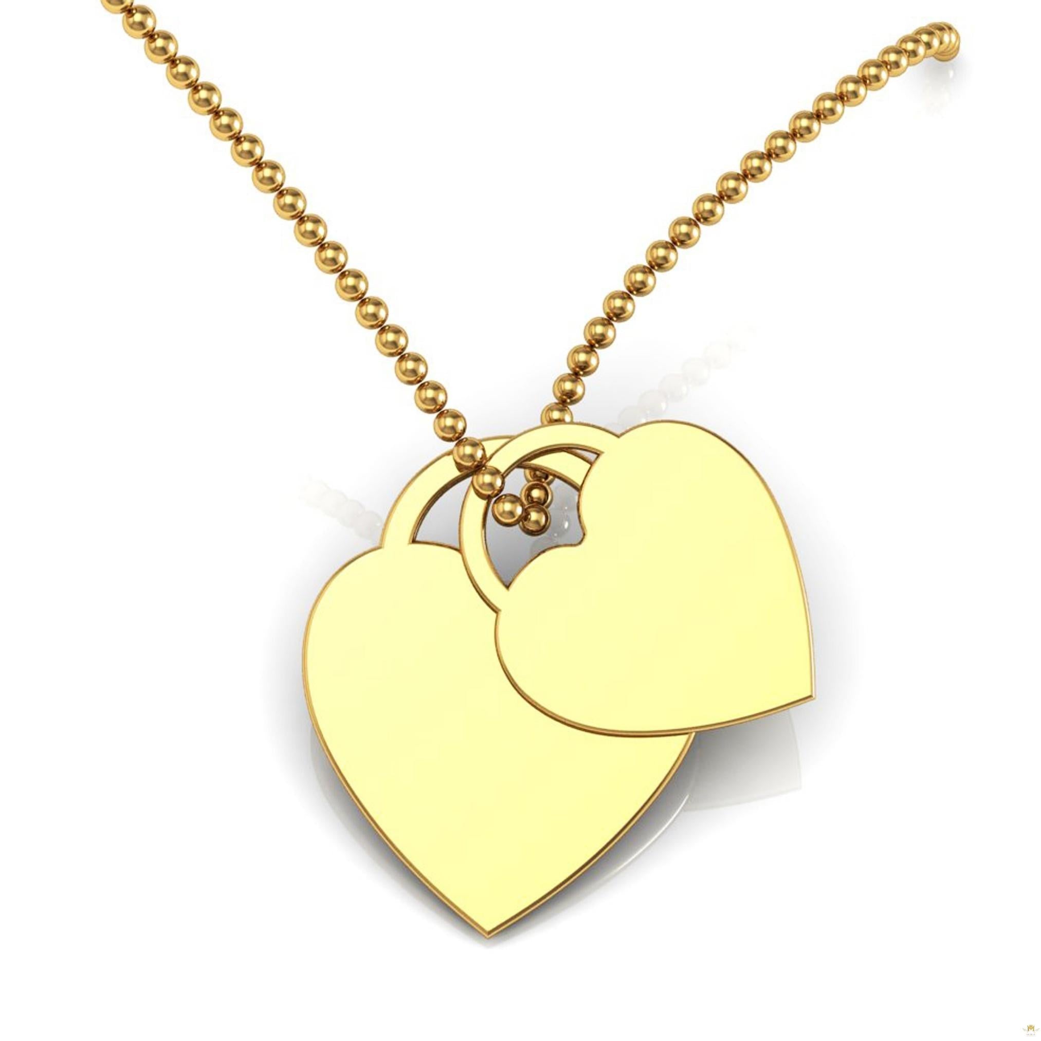 18K Yellow Gold Heart Shaped Pendants