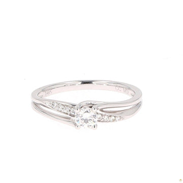 0.28 CTW   Round Near-Colorless Moissanite Solitaire with Accents Engagement Ring in 14K White Gold