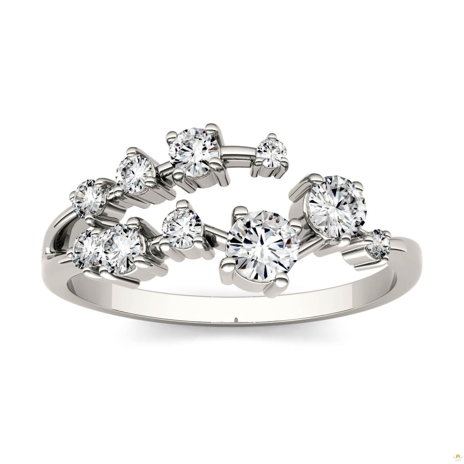 0.50 CTW   Round Moissanite Galaxy Ring in 14K White Gold