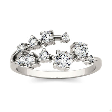 0.50 CTW   Round Moissanite Galaxy Ring in 14K White Gold