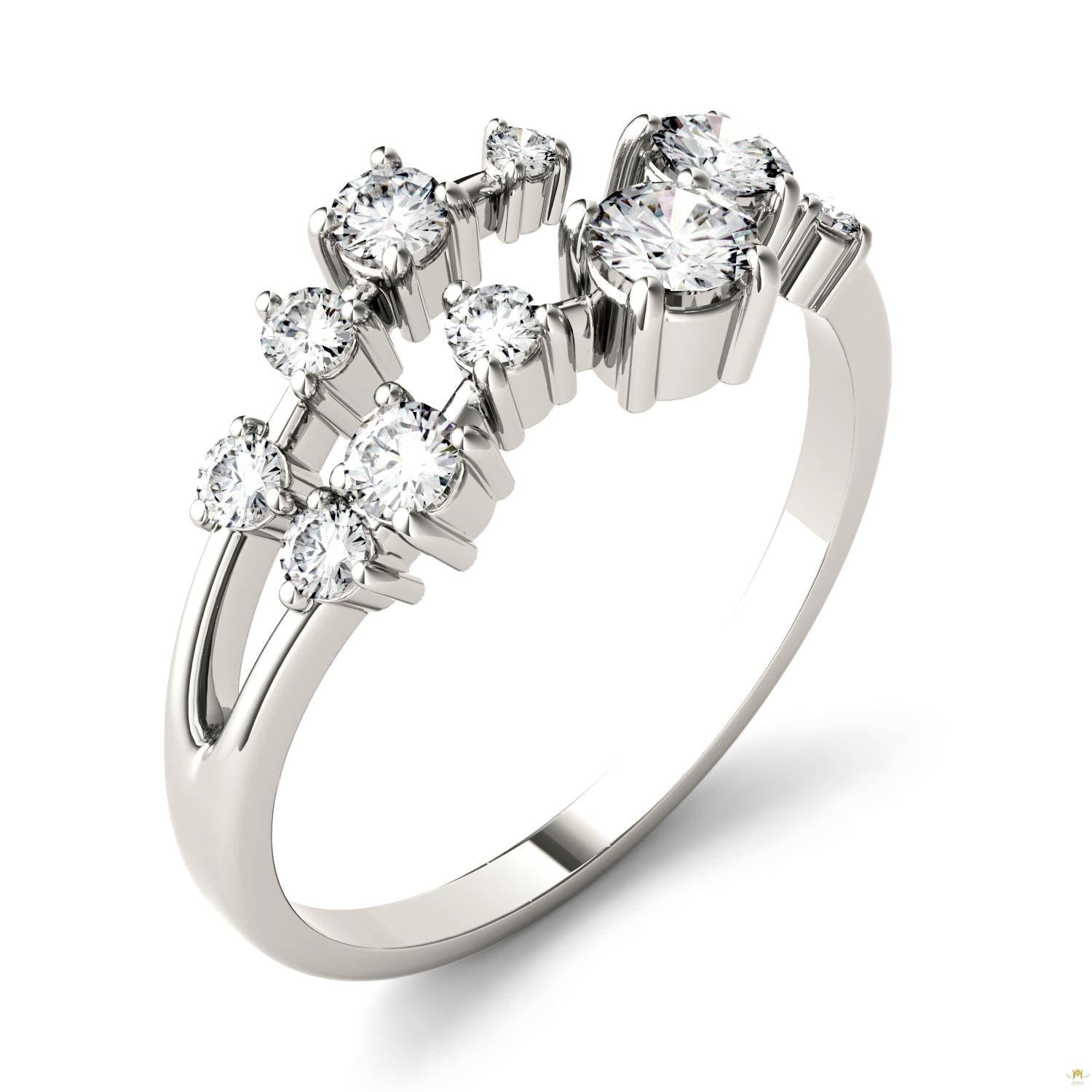 0.50 CTW   Round Moissanite Galaxy Ring in 14K White Gold