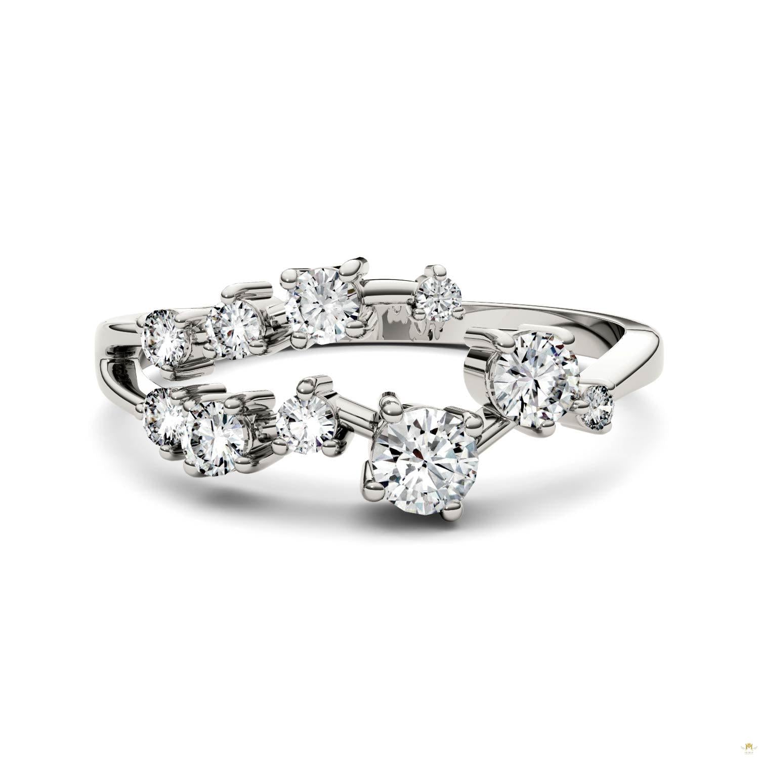 0.50 CTW   Round Moissanite Galaxy Ring in 14K White Gold