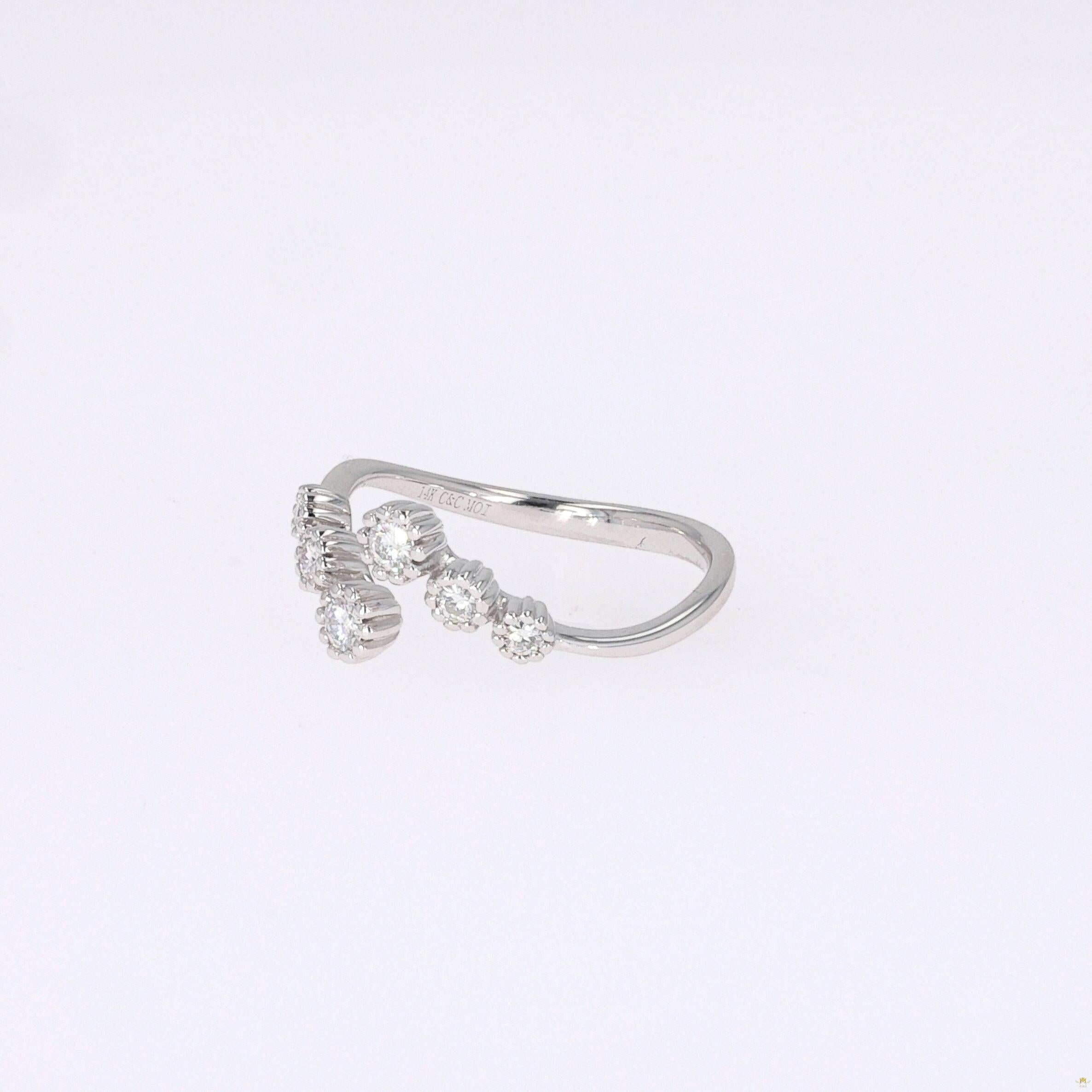 0.23 CTW   Round Near-Colorless Moissanite Fashion Ring in 14K White Gold